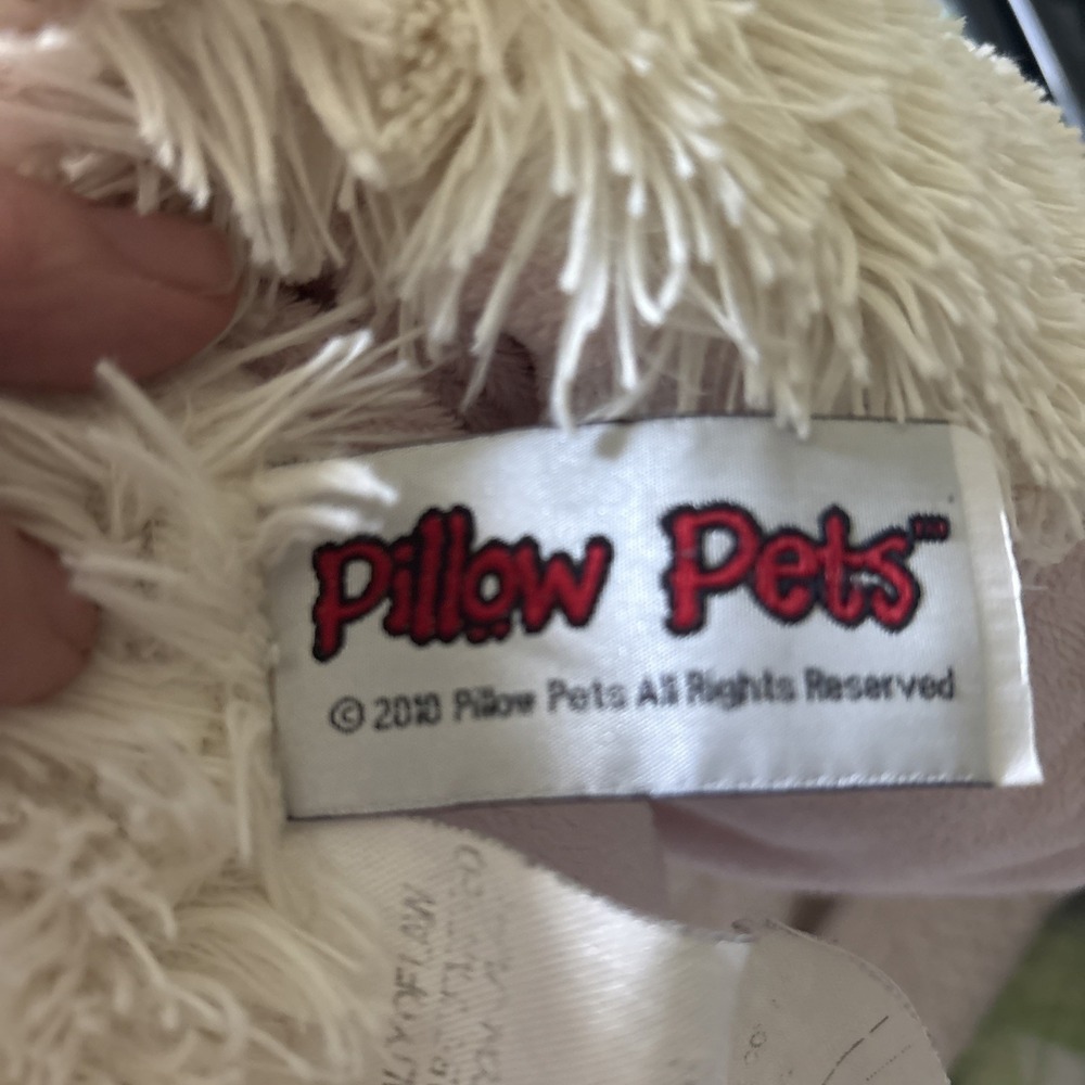 My Pillow Pet Bunny Rabbit 2011 White With Polka Dot Ears Light Pink 19" VTG - Picture 9 of 9